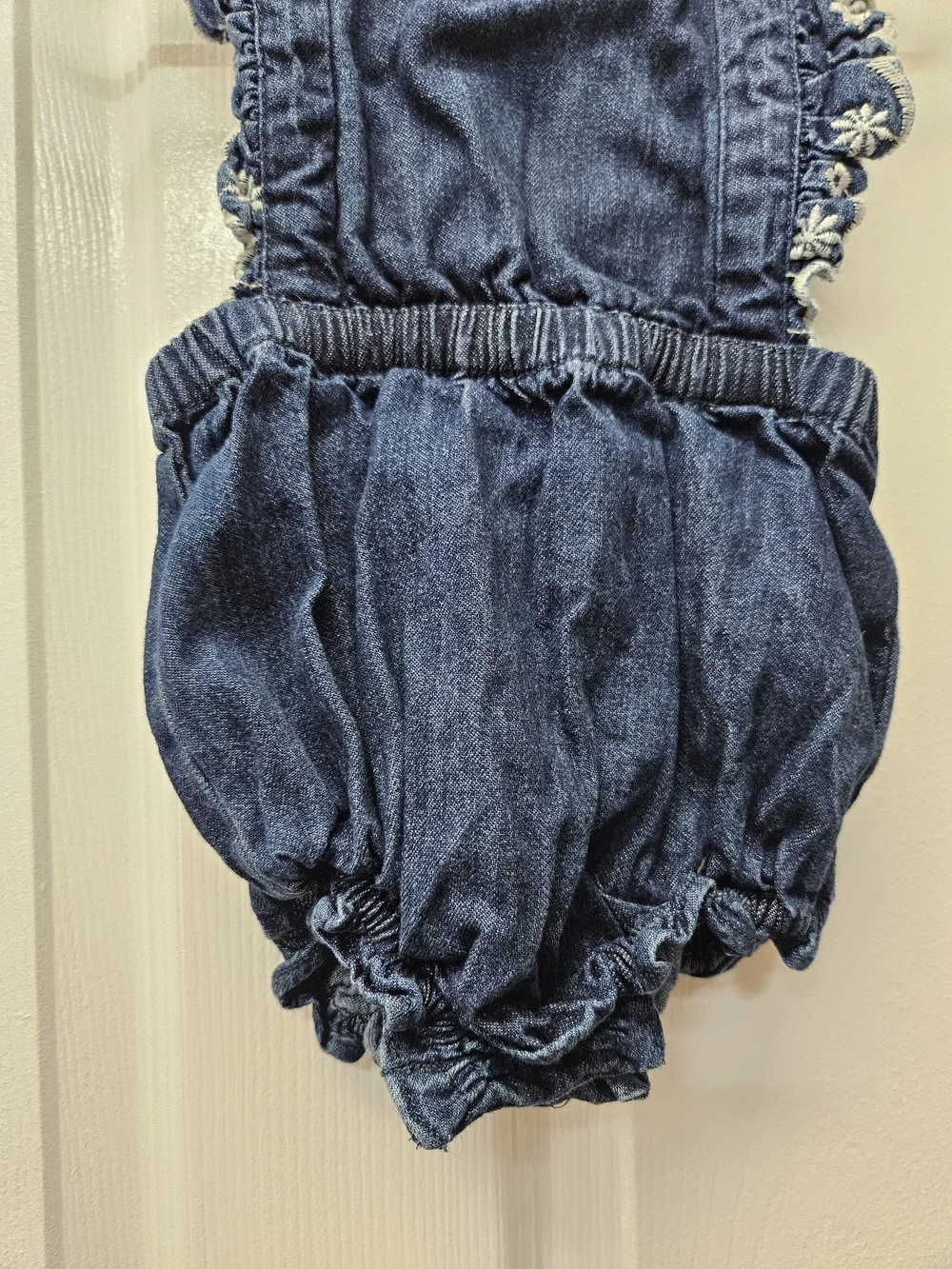 Old Navy Dark Blue Denim Bubble Ruffle Romper 18-24mo NWOT